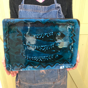 Blue Glaze Mackerel Tray