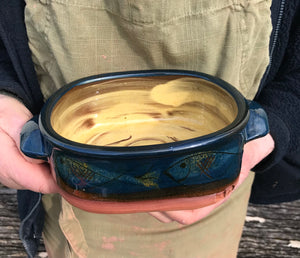 Dark Blue Baker with Fish