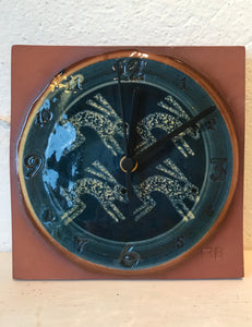 Dark Blue Hare Clock