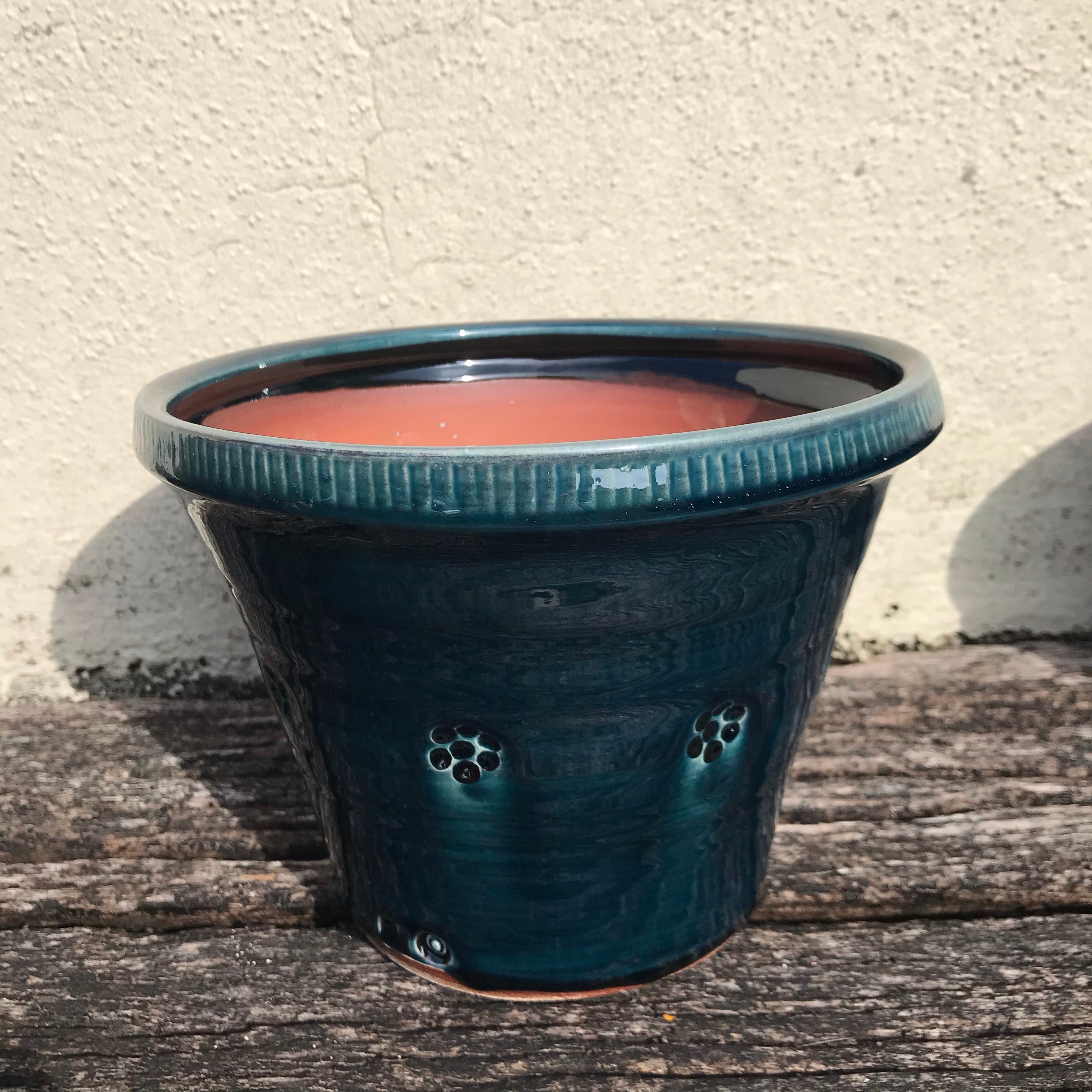 Blackberry Blue Glaze Plant Pot