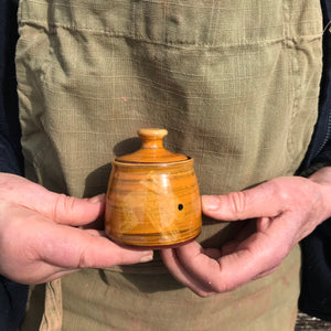 Orange lidded Pot with Hares
