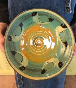 Orange and Turquoise Blackheaded Gull Bowl