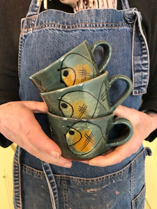 Steely Grey Mug with Fat Fish