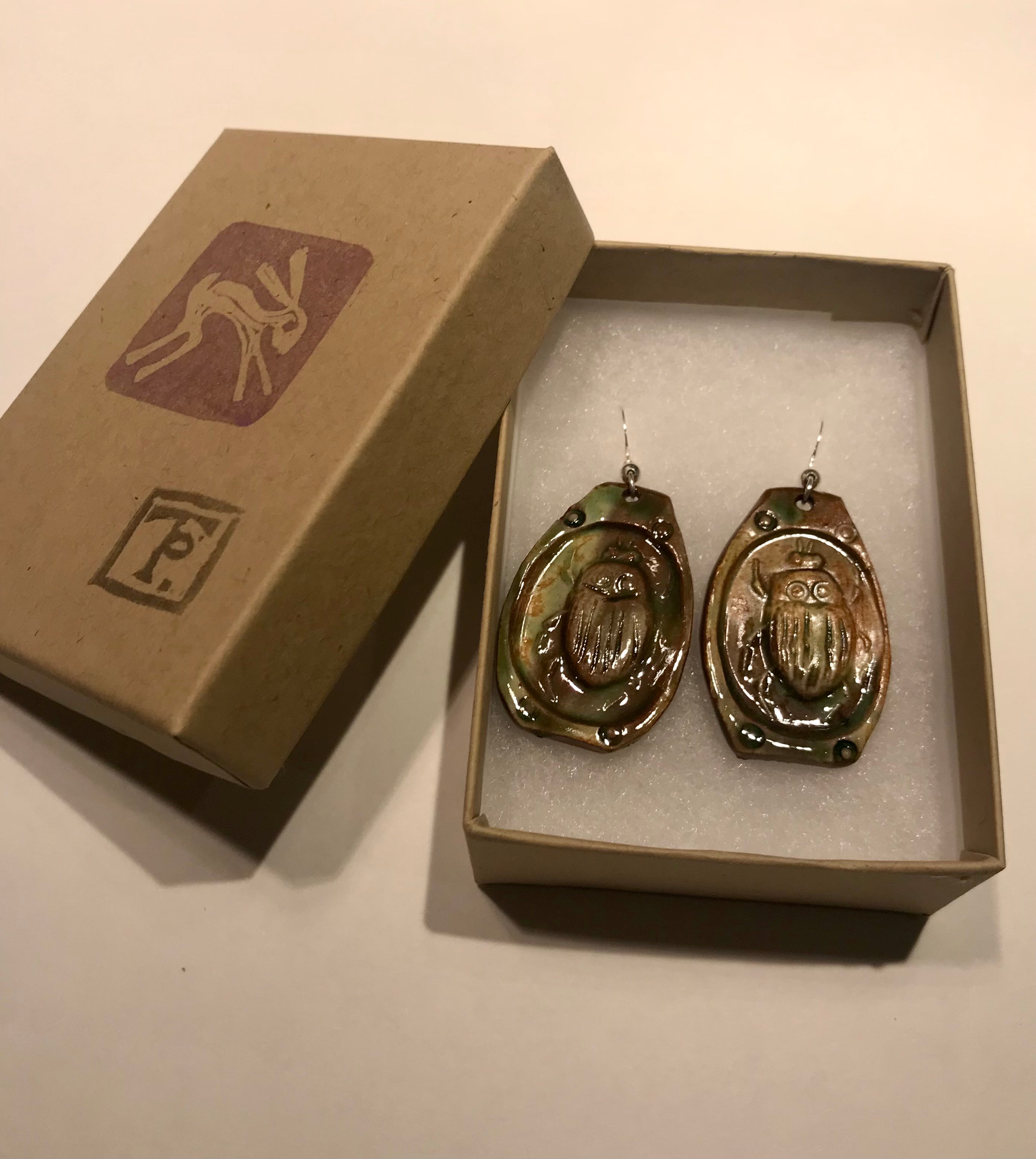 Green Dung Beetle Earrings