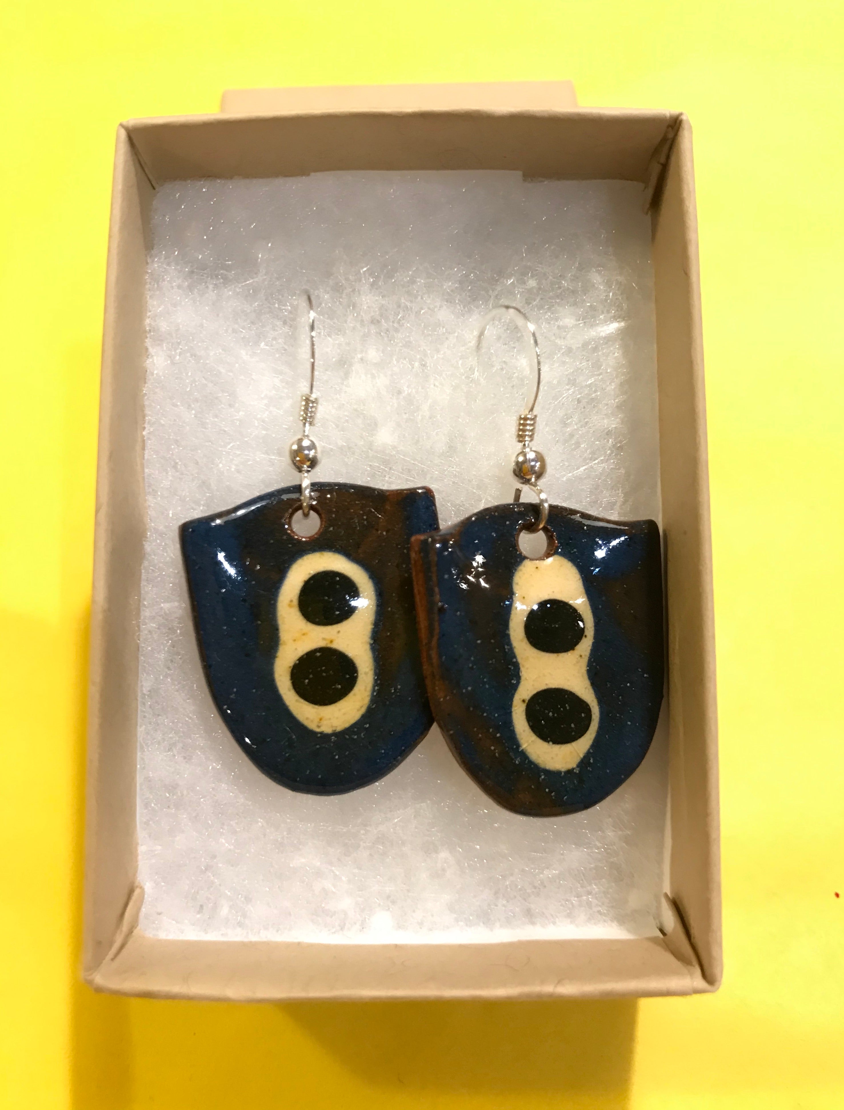 Dark Blue and Cream Earrings