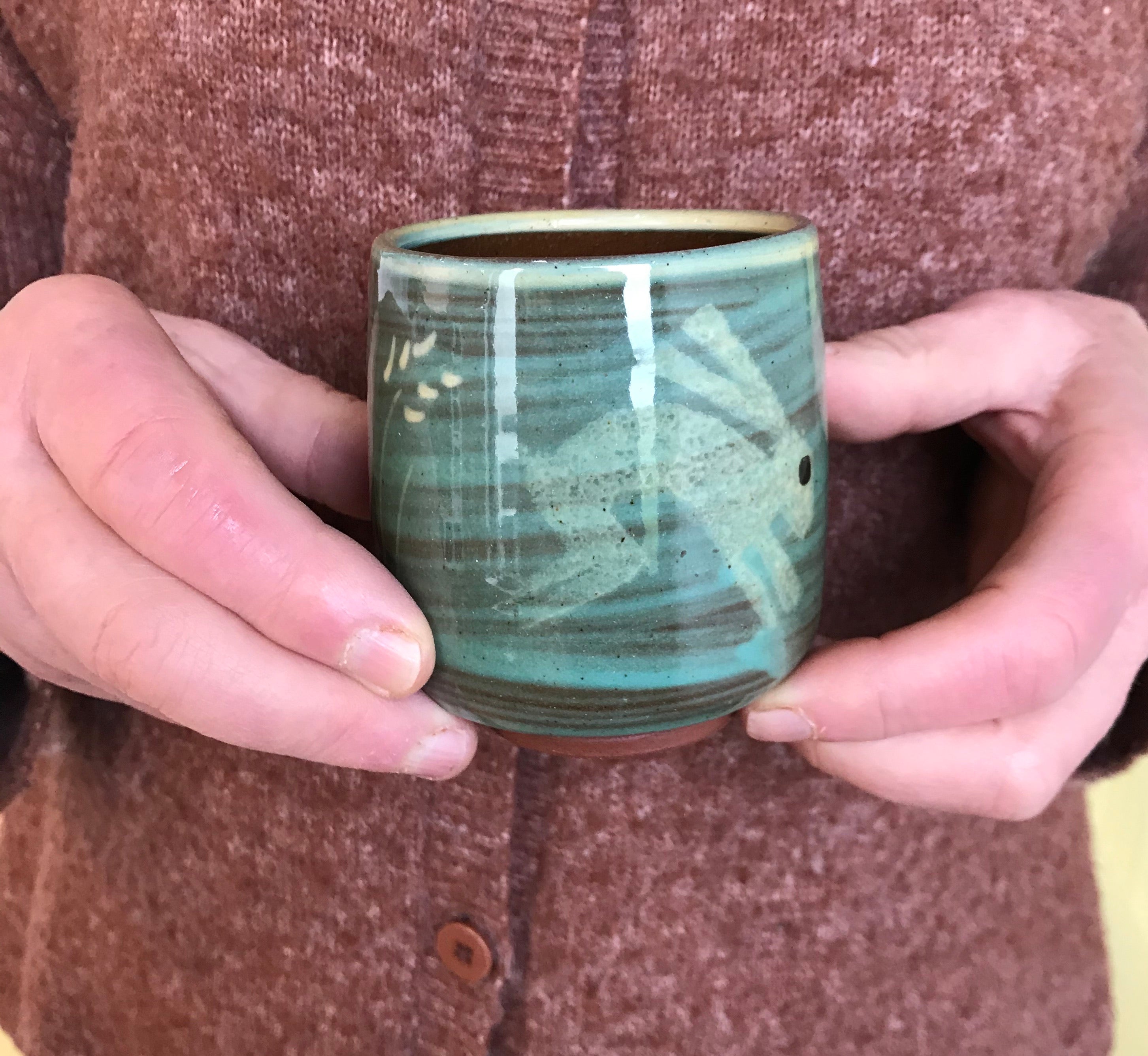 Turquoise Beaker with Hare