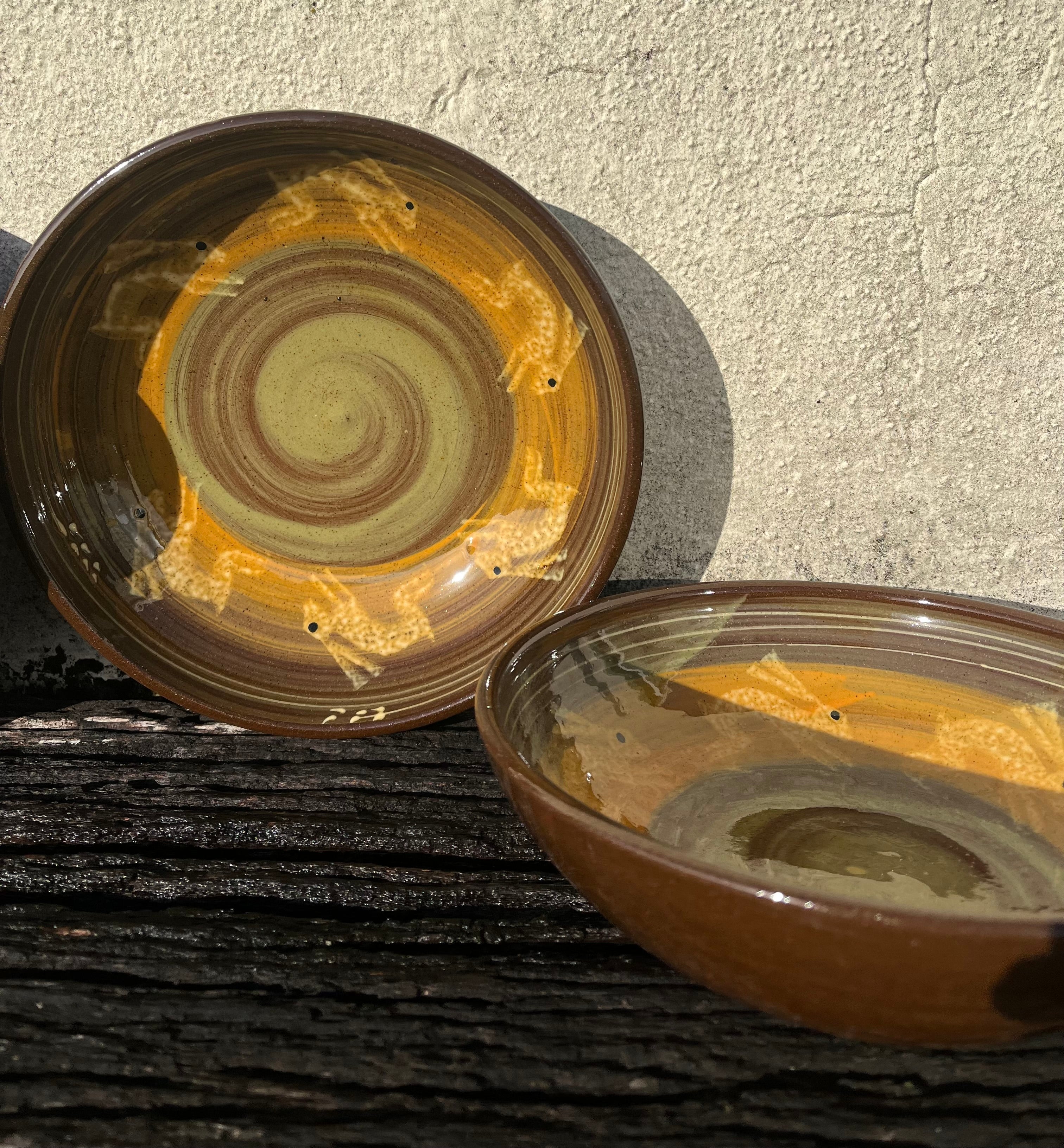 Pale Green and Orange Hare Bowl