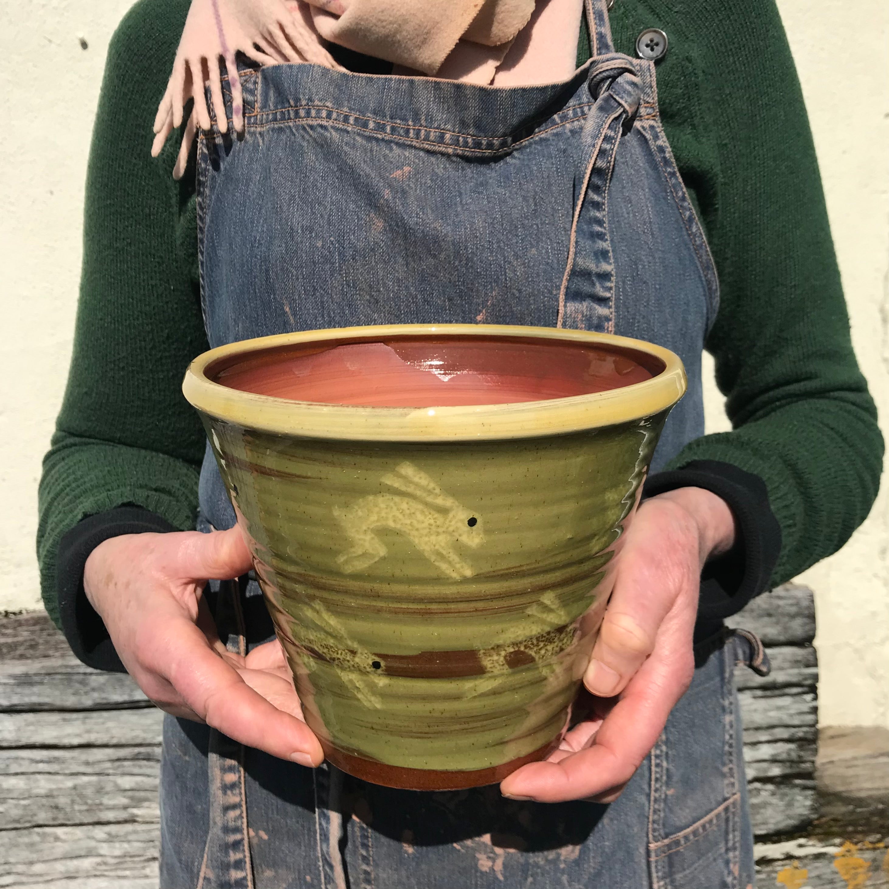 Pale Green Hare Plant Pot