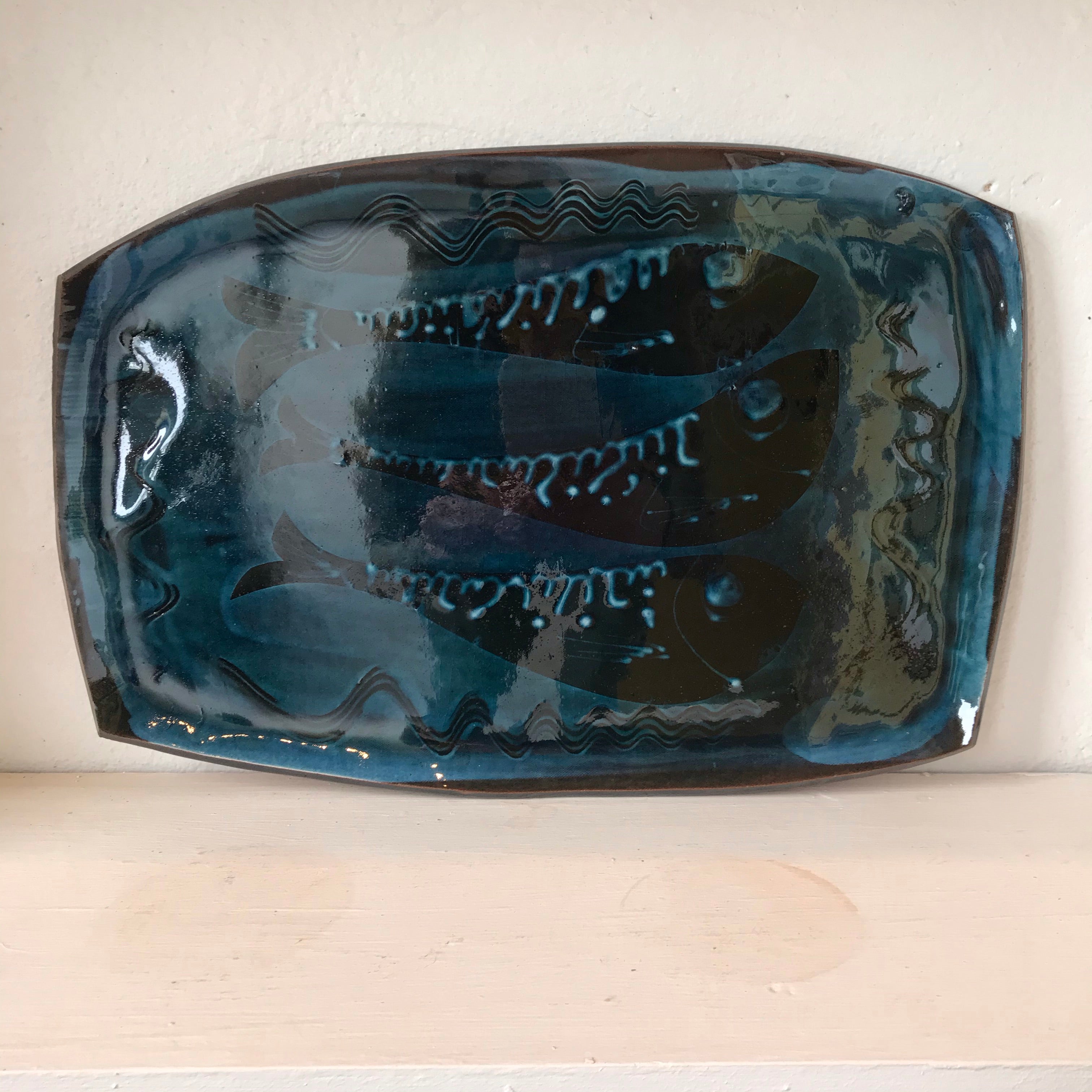 Blue Glaze Mackerel Tray