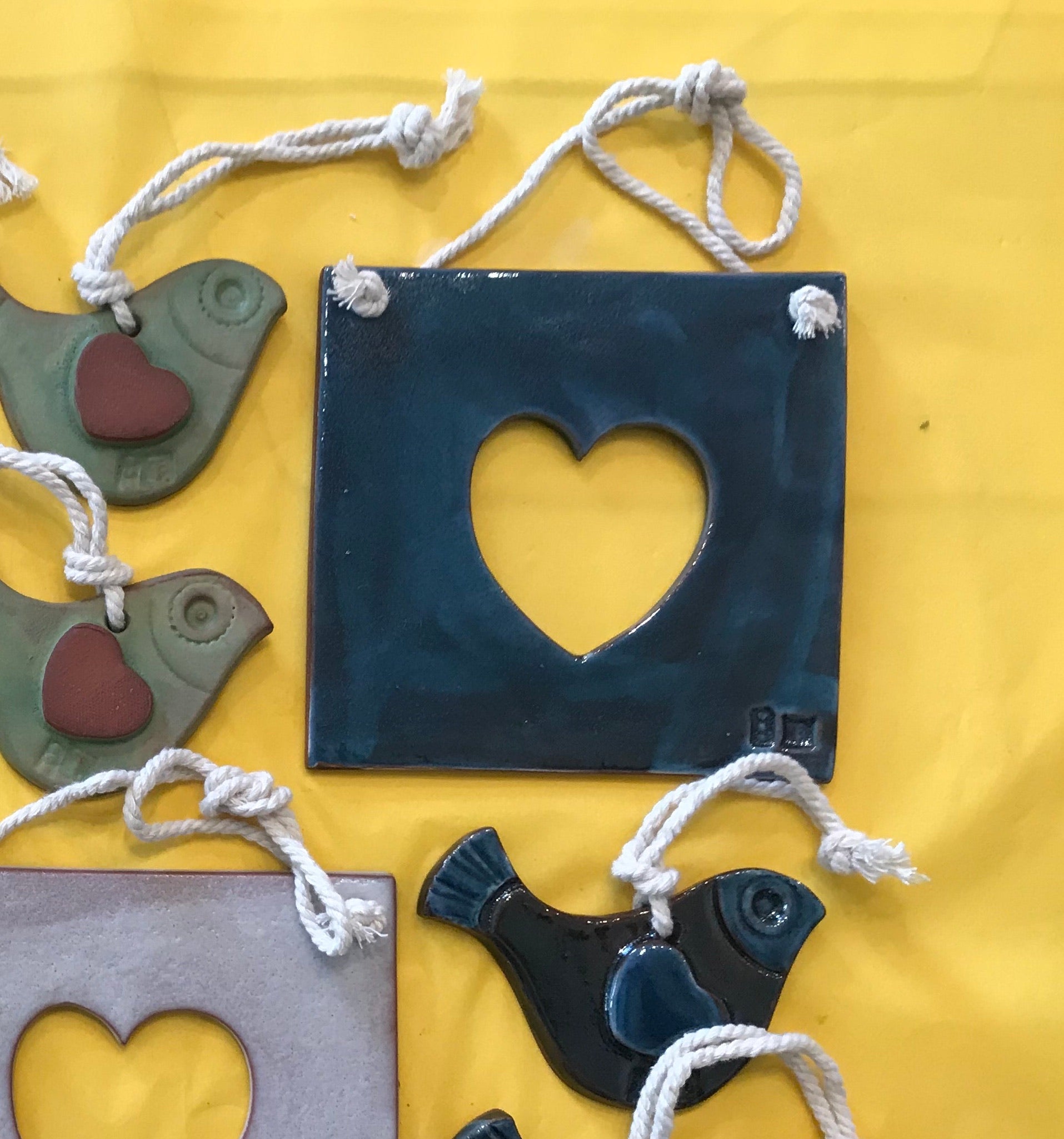 Heart Hanger in Blue Glaze