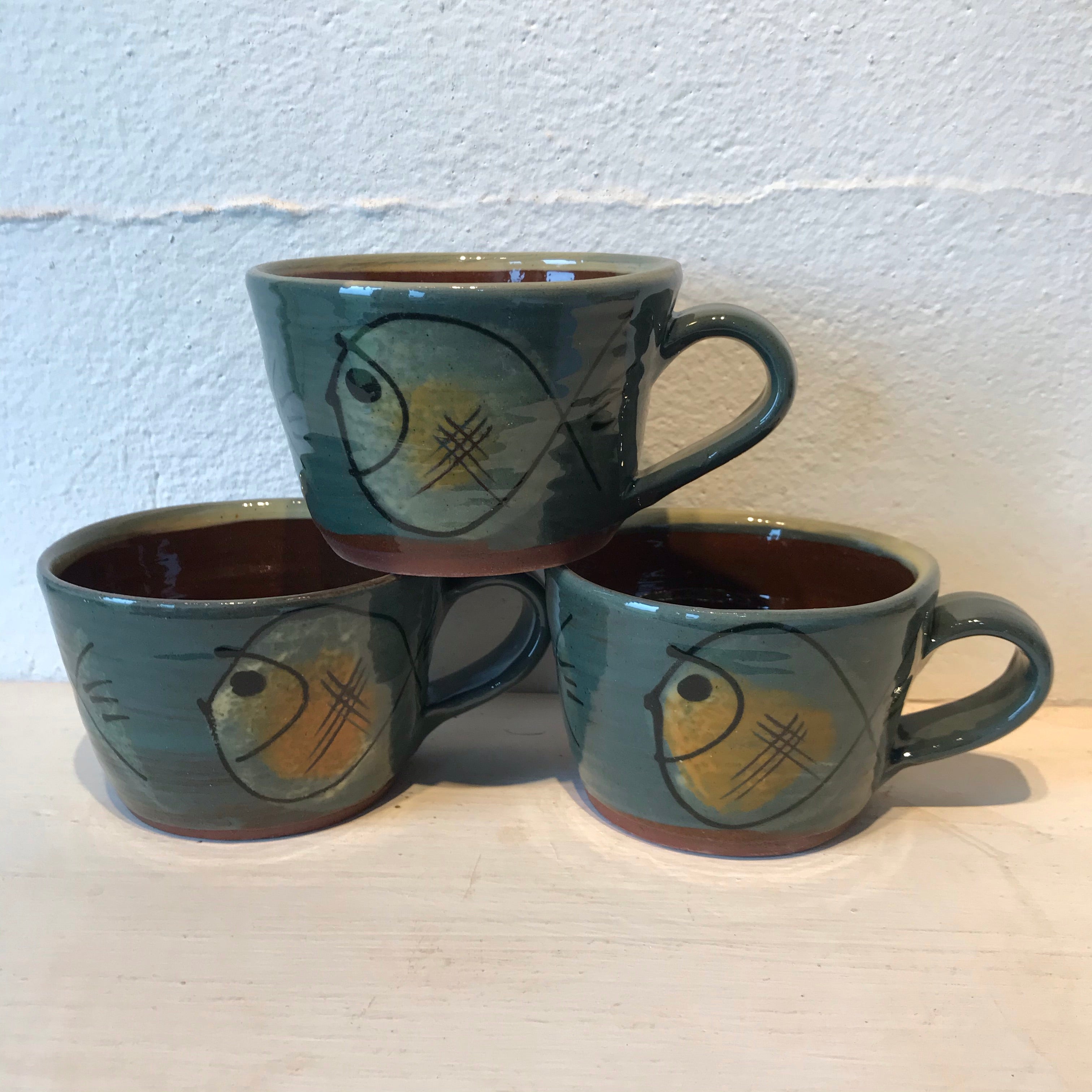 Steely Grey Mug with Fat Fish