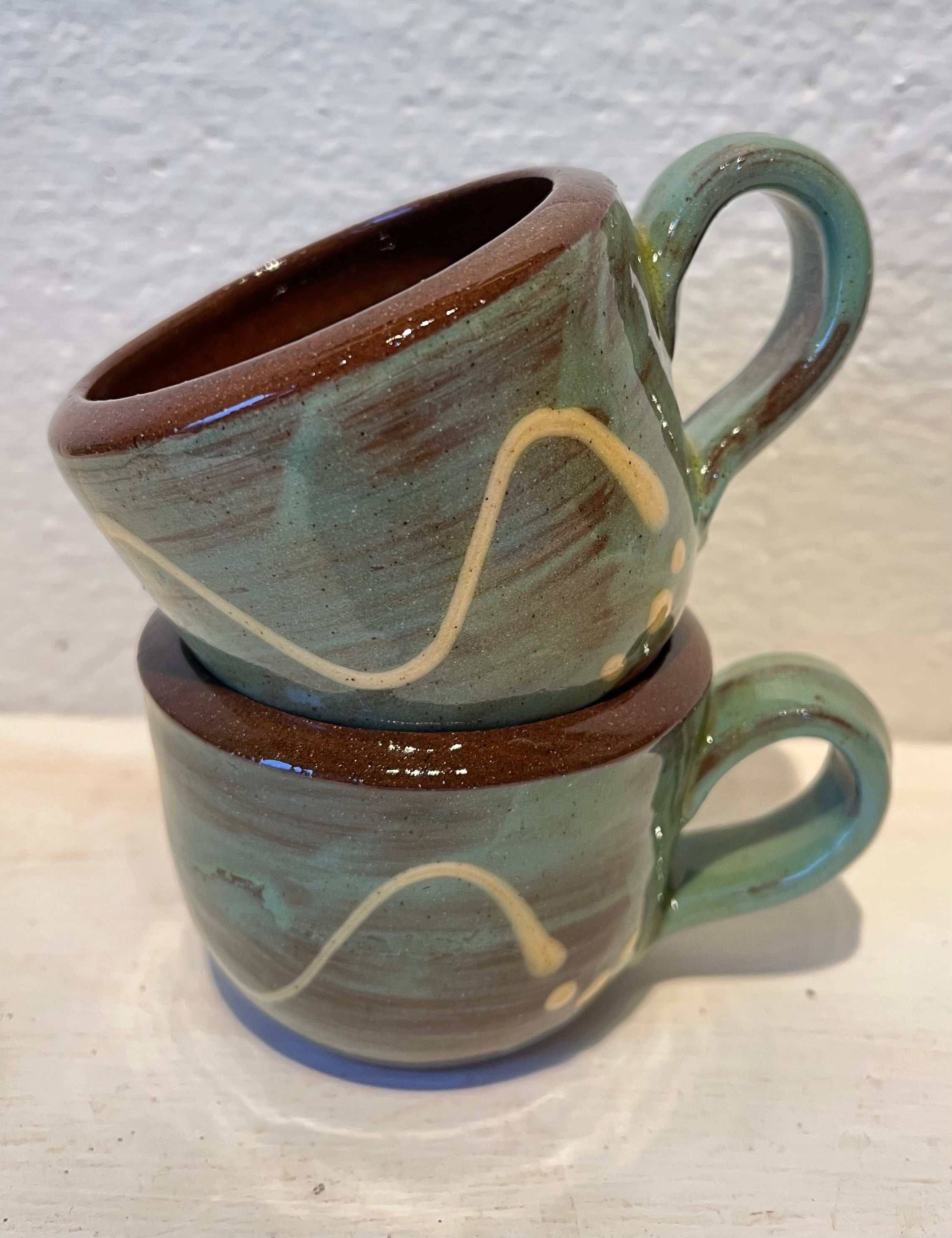 Two Turquoise Espresso Cups