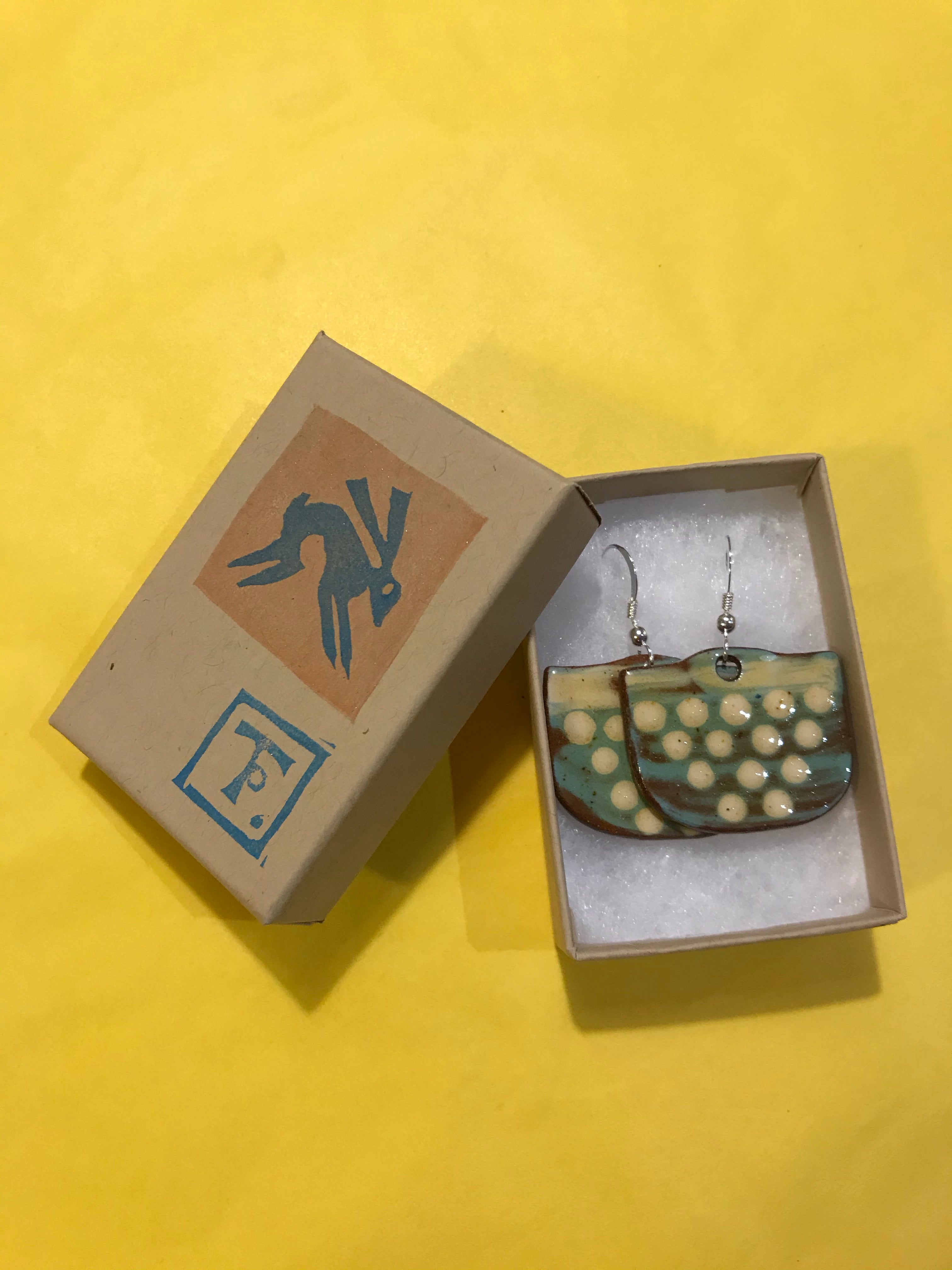 Turquoise and Cream Earrings
