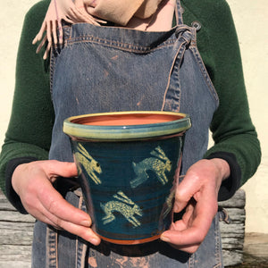 Dark Blue Hare Plant Pot