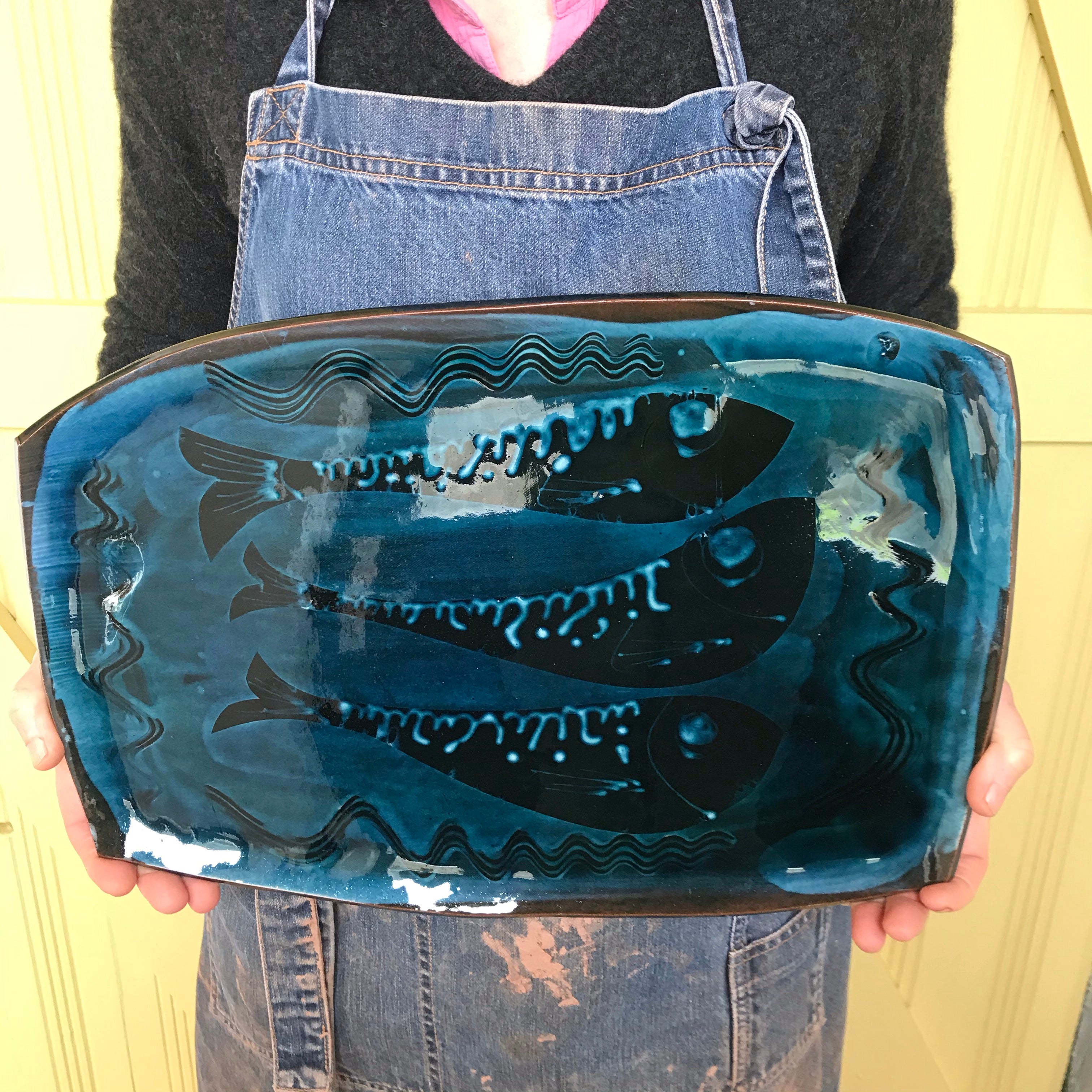 Blue Glaze Mackerel Tray