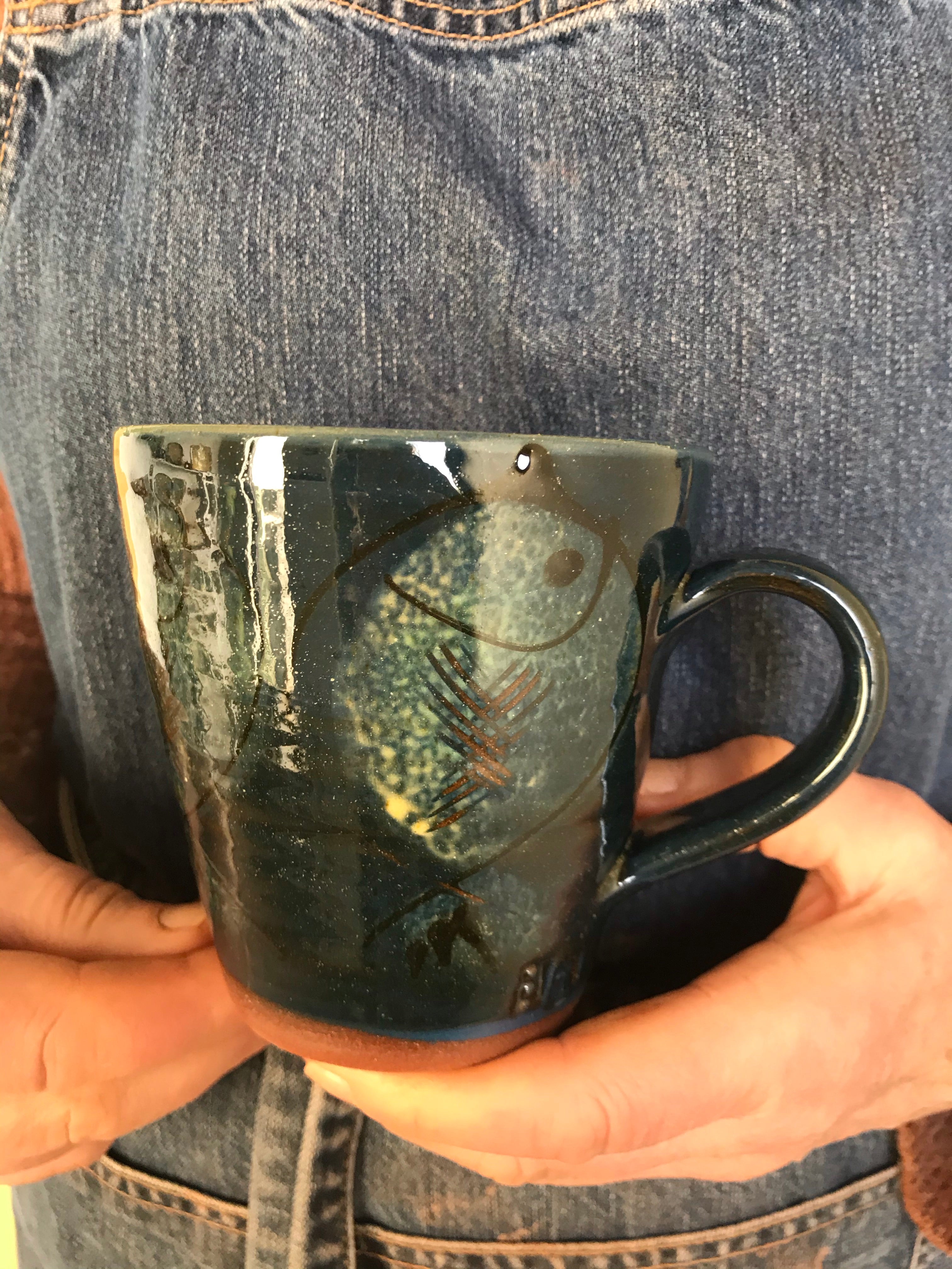 Dark Blue Fat Fish Mug